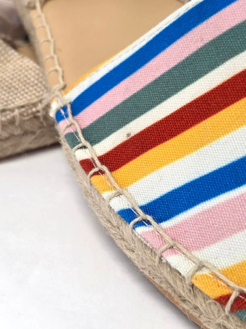 JustFab Ayla Rainbow Striped Espadrille Sandals Ankle Ties Size 11 NWOT